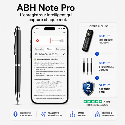 ABH Note Pro – Stylo Enregistreur Vocal IA